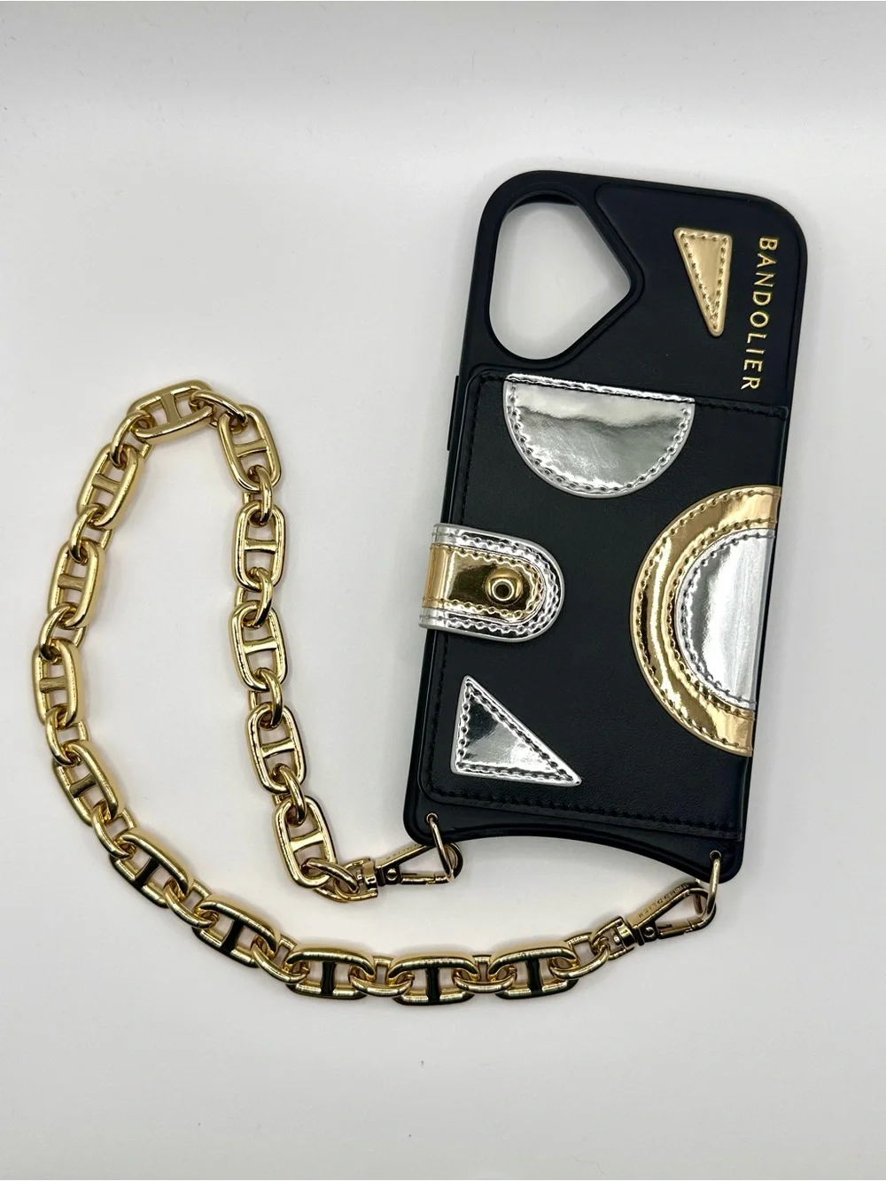 Bandolier Isla Magsafe Wristlet Phone Case Black Gold iPhone 16 Card Slots